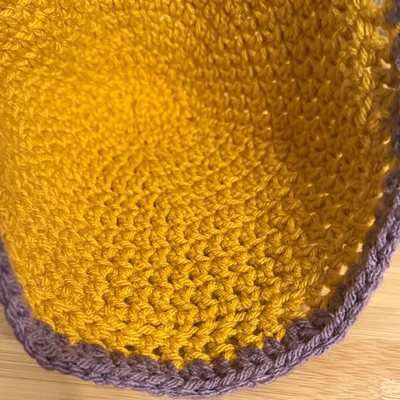 Handmade Stylish Mustard and Purple Crochet Beanie women’s Hats - Picture 3 of 4